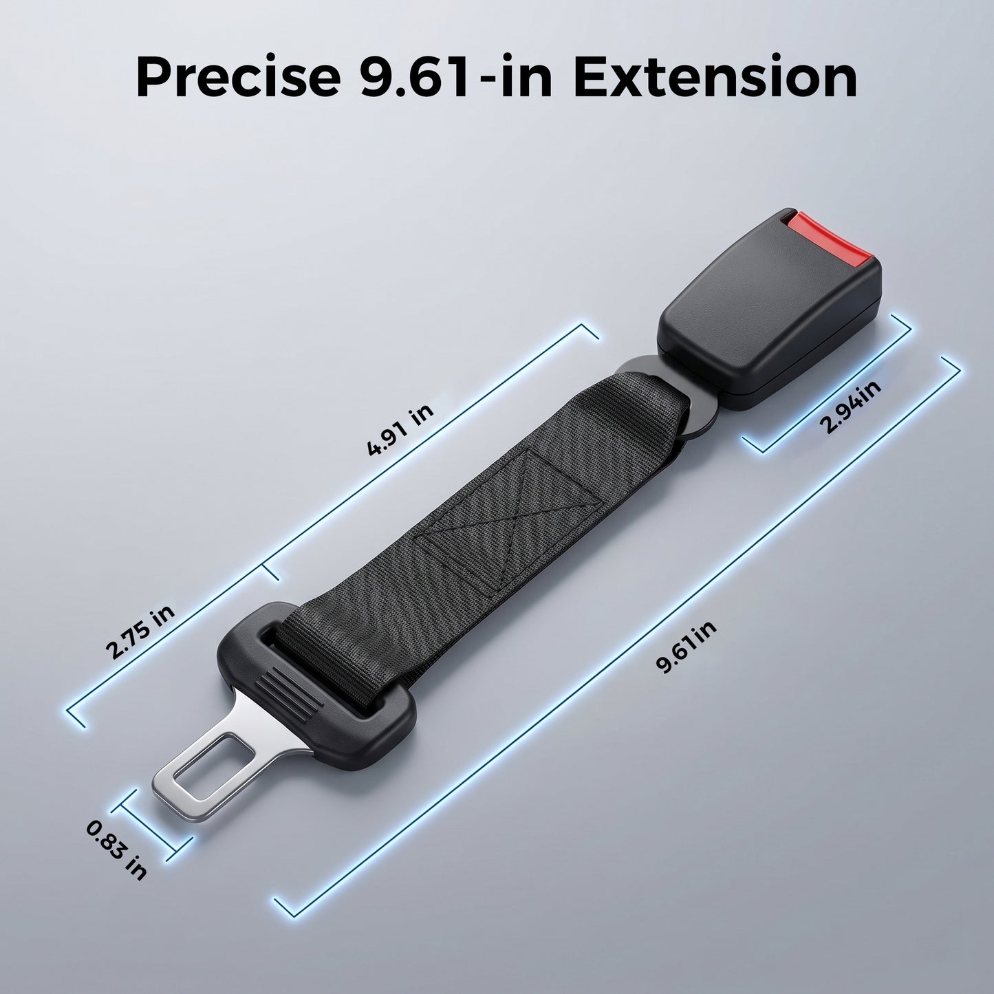 MORSUMA Car Seat Belt Extender, 9.61-inch Buckle Extension for 0.83-inch Tongue Width, Black, 2-Pack