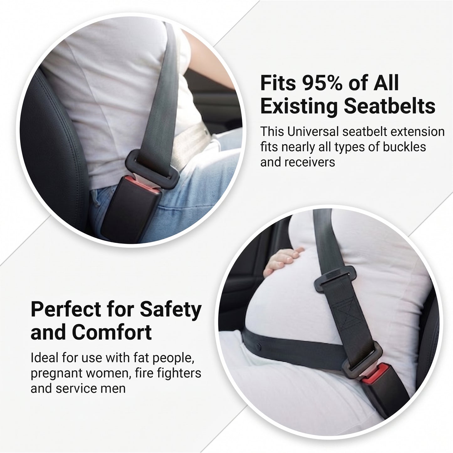 MORSUMA Car Seat Belt Extender, 9.61-inch Buckle Extension for 0.83-inch Tongue Width, Black, 2-Pack