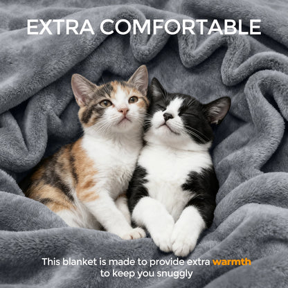 YGXNEWER Queen Size Blanket, Double Sided Flannel, 90 x 90 Inches, Gray, Luxury Anti-Static Fuzzy Soft Microfiber Bed Blankets