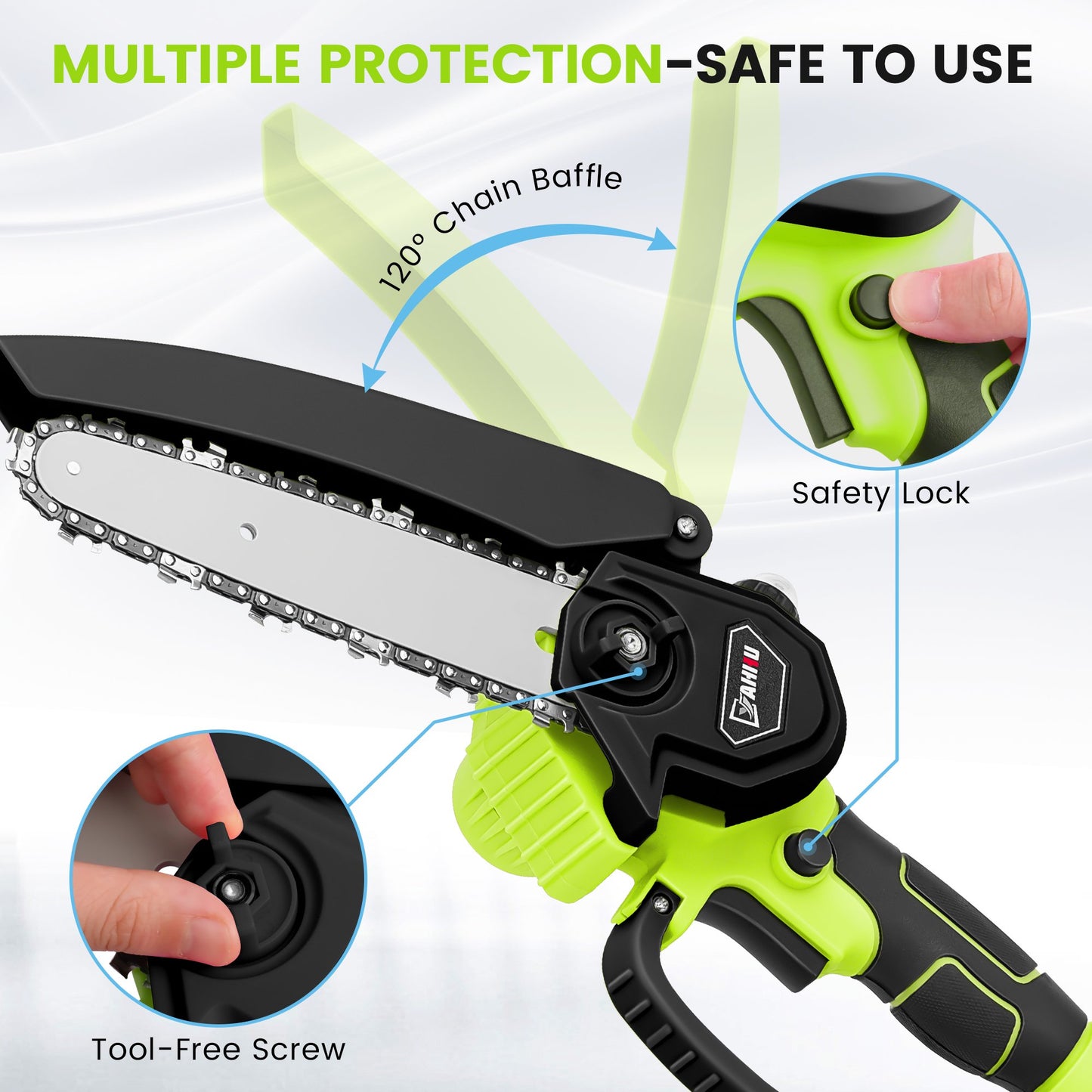 YAHHU 6 inch Mini Chainsaw Set with Oiler System & 21V Battery, Cordless Electric Chainsaw,New