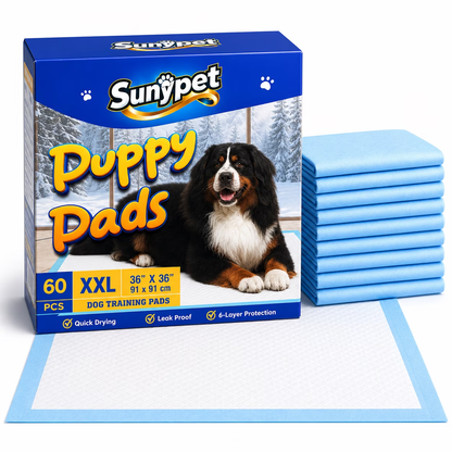Sunypet Puppy Pads Disposable Dog Potty Training Pads, Quick Dry, Ultra Absorbent, XXL 36" x 36", 60ct