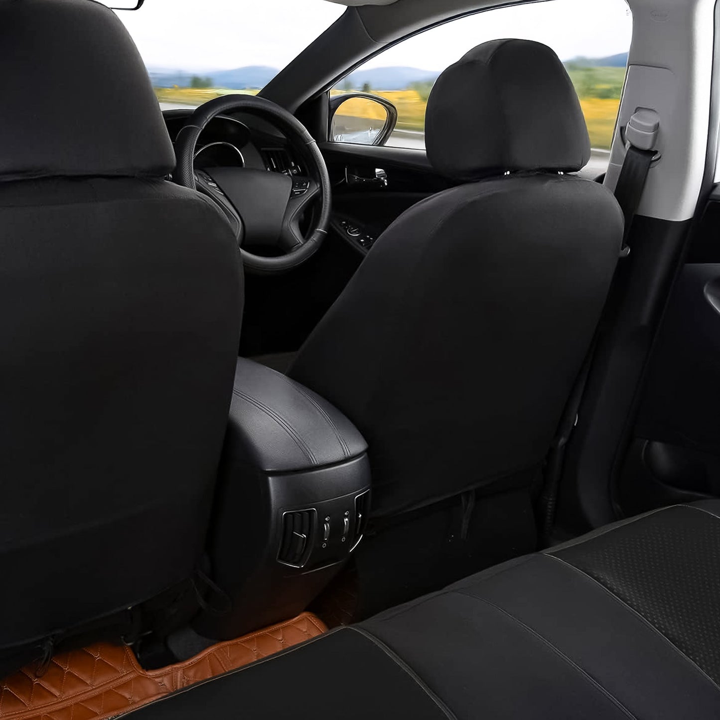 Floray Polyester Car Seat Covers Full Set - Universal Fit for Cars, SUVs, and Trucks