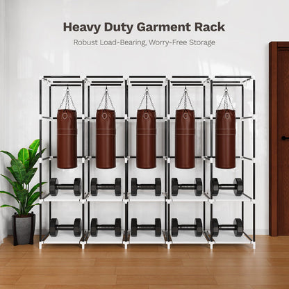 Riousery Portable Closet, 83 Inch Wardrobe Closet for Hanging Clothes 10 Storage Organizer Shelves, Grey