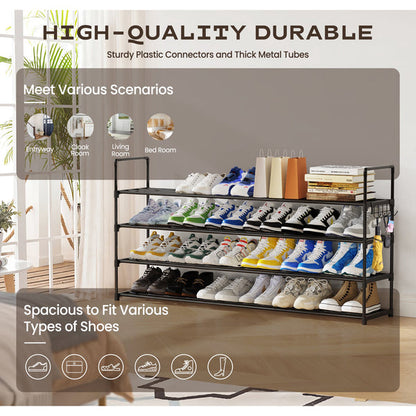 Riousery 4-Tier Stackable Shoe Rack, Expandable & Adjustable Shoe Organizer Storage Shelf