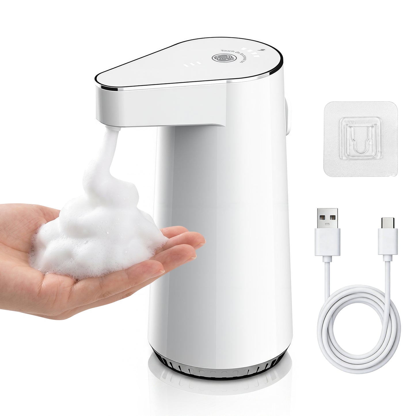 XSAPT Touchless Automatic Soap Dispenser, Rechargeable Foaming Hand Soap Dispenser, 4-Level Wall Mount, 300ml