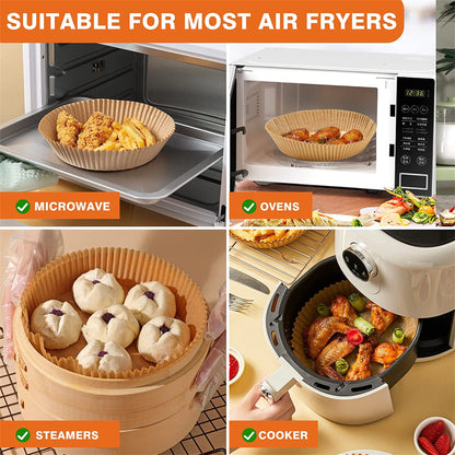 M Buder Non-Stick Disposable Air Fryer Liner Parchment Paper, Round, 6.3 in, 2-5 Qt, 100 Pieces