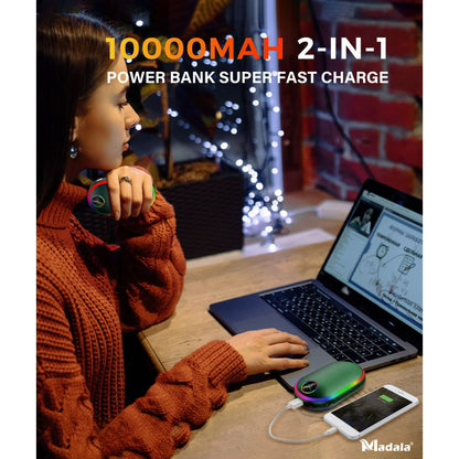 Madala Hand Warmers, 10000Mah Hand Warmers Rechargeable, 7 Changing Colors Lights Electric Hand Warmers, Reusable Hand Warmer for Raynauds, Outdoors, Hunting, Golf, Camping, Women Mens Gifts(Green)