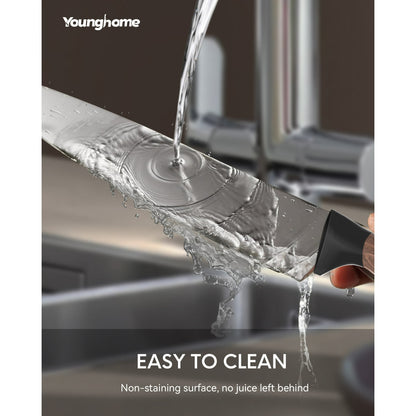 Younghome Kitchen Chef Knife Set, 13 Pcs High Carbon Stainless Steel Sharp Knife Set with Block Built-in Sharpener, Razor-Sharp