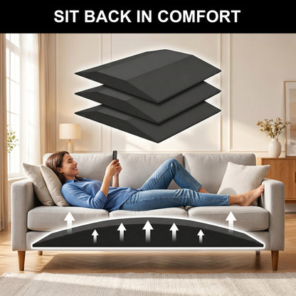 Riousery Sofa Cushion Support, 20" x 20" Sagging Seat Support Insert, 50D High-Density Foam, Black Curved Cushion Saver, 3 Pack