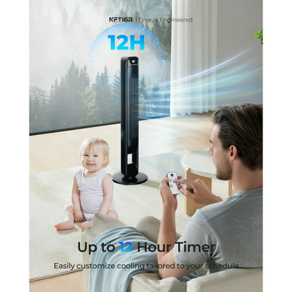 NFTIGB 39 inch Tower Fan, Oscillating Bladeless Floor Fan for Home, 3 Speeds 3 Modes with Remote,New