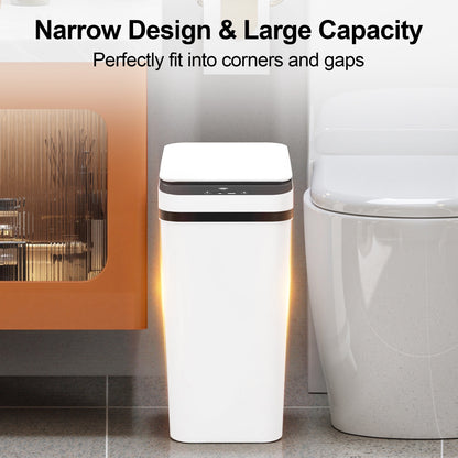 Riousery 4 Gallon Smart Trash Can 2-Pack, Touchless Sensor Bin with Silent Close and Odor Control, White