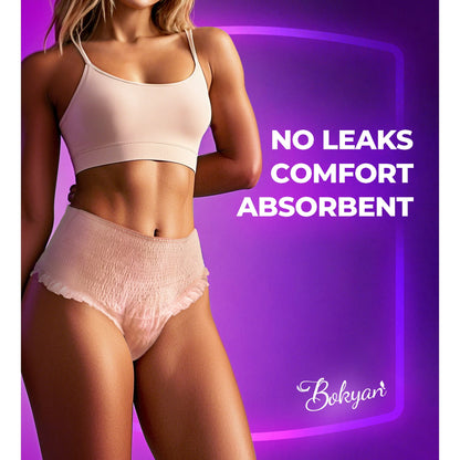 Bokyan Adult Incontinence Underwear for Women,Postpartum Bladder Leak Underwear,Disposable,S/M,32 Ct