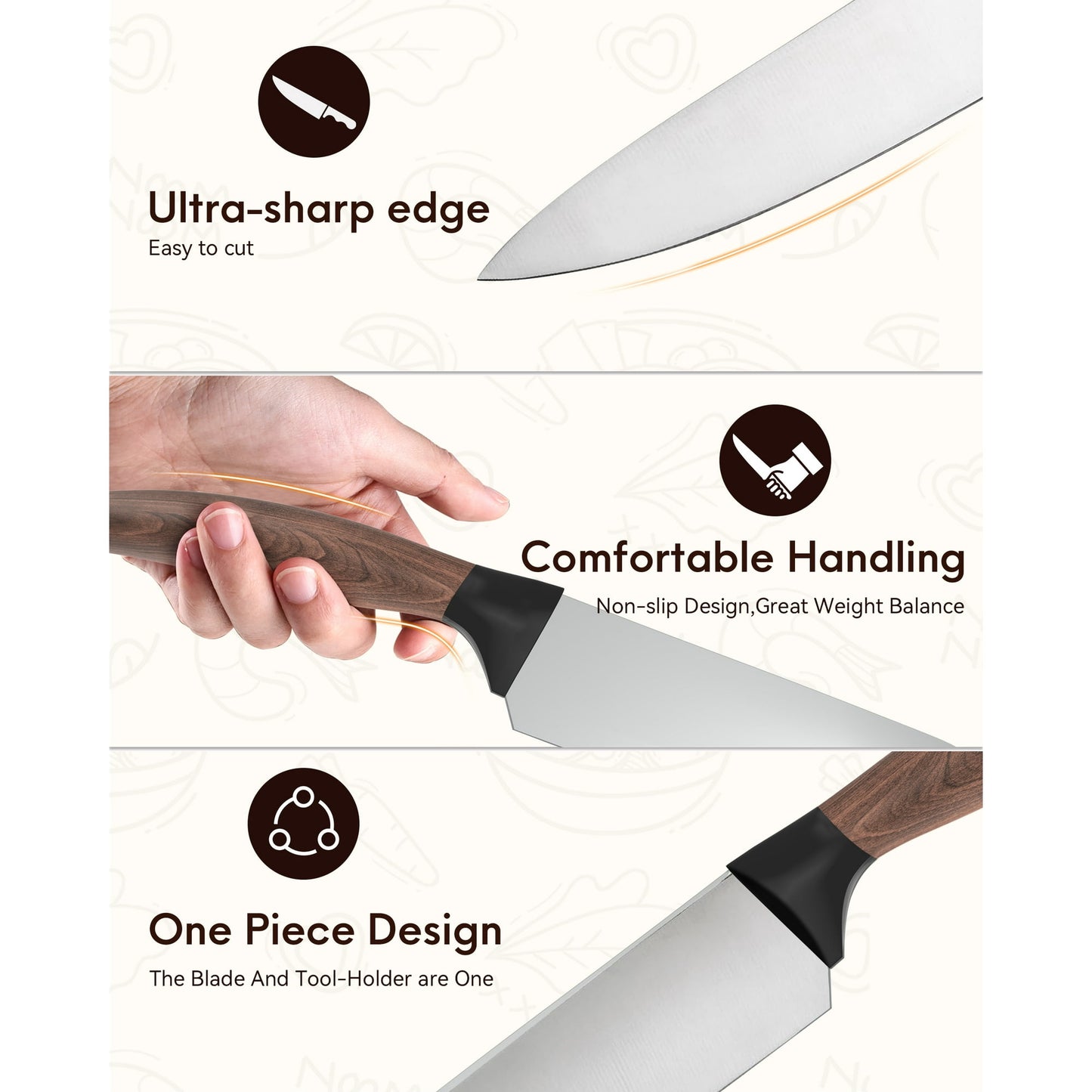 Younghome Kitchen Chef Knife Set, 13 Pcs High Carbon Stainless Steel Sharp Knife Set with Block Built-in Sharpener, Razor-Sharp