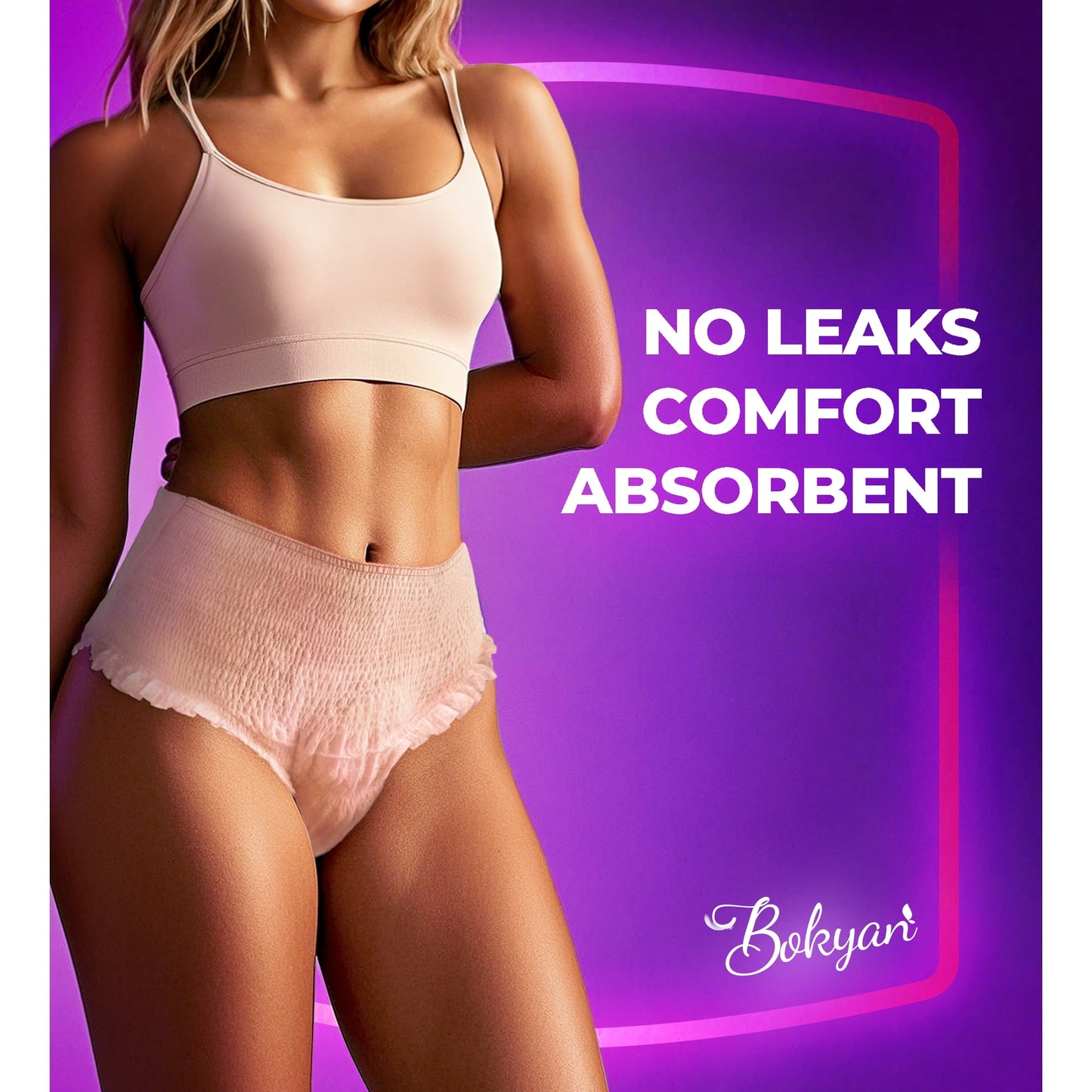Bokyan Adult Incontinence Underwear for Women,Postpartum Bladder Leak Underwear,Disposable,L,18 Ct