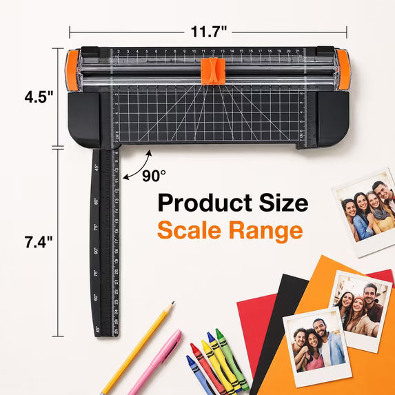 AOLIGO 12 Inch A4 Paper Trimmer, Sliding Paper Cutter with Anti-Slip Base and 45 to 90 Degree Angle Guide for DIY Crafts, Scrapbooking, Black