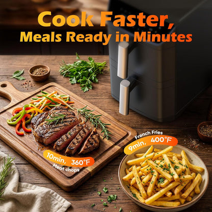 WEENEED 6-Qt Digital Air Fryer, 8-in-1 Touchscreen Air Fryer Oven with 1500W, Nonstick Basket and Crisper Tray, Black