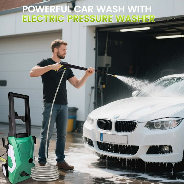 OHHANI Electric Pressure Washer with 32 ft Hose, 2030 PSI Max 2.4 GPM 220V with Foam Cannon 4 Nozzles for Cleaning Cars Patios Driveways Fences Pools