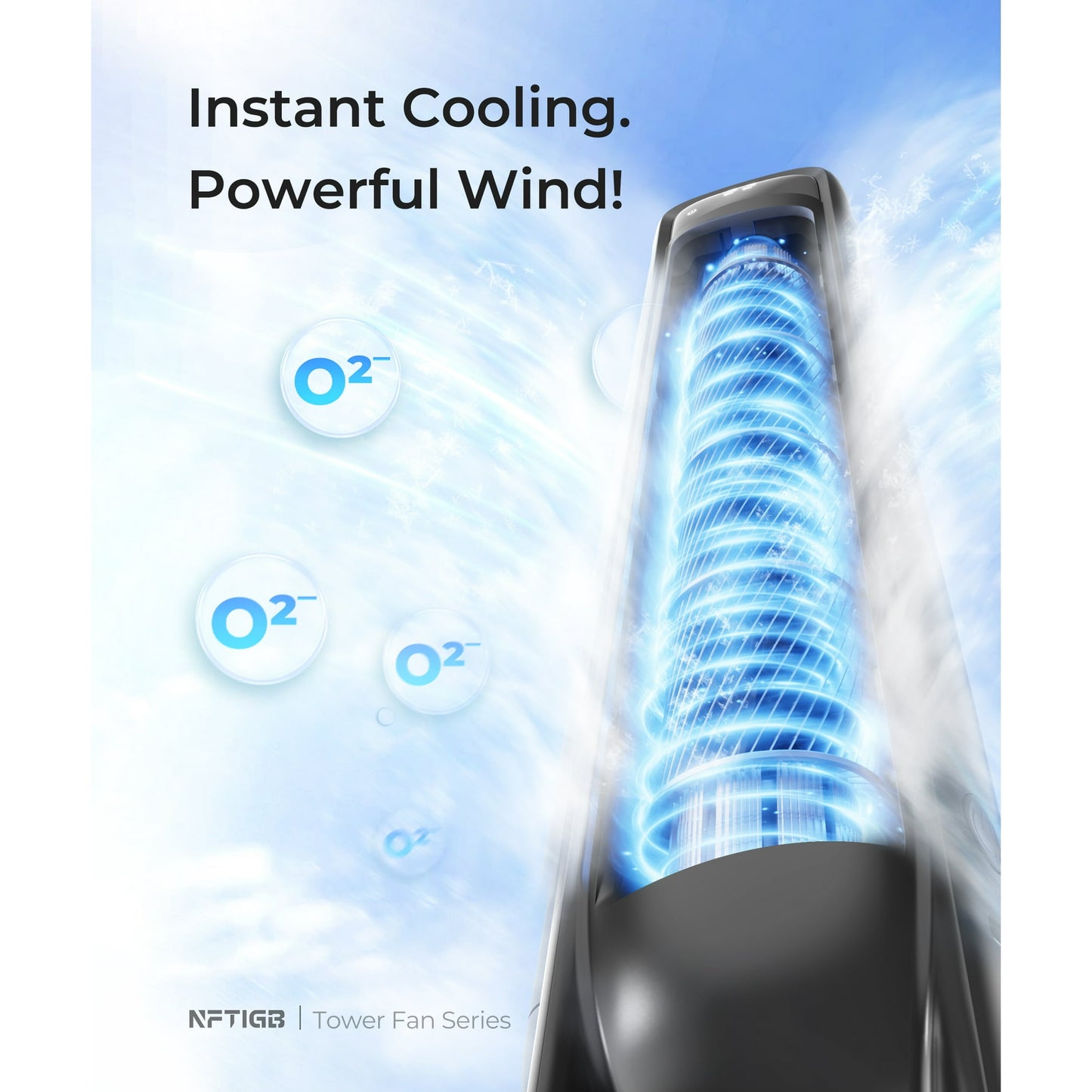 NFTIGB 39 inch Tower Fan, Oscillating Bladeless Floor Fan for Home, 3 Speeds 3 Modes with Remote,New