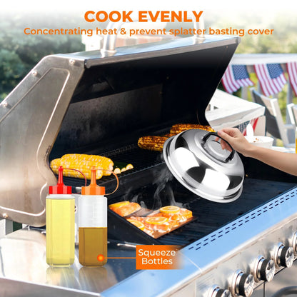 OHHANI GIidle accessory kit - spatula, barbecue brush, meat injector, etc. suitable for outdoor kitchen BBQ