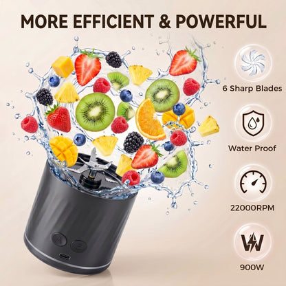 Casualife 22oz Portable Blender for Shakes and Smoothies, BPA-Free Personal Juicer with Pulse Mode, 6-Leaf Blades & Nut Grinder Cup