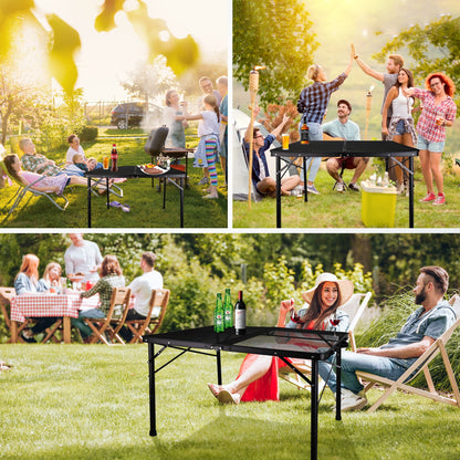 OHHANI Camping Table, Folding Grill Table 3Ft, Portable Outdoor BBQ & Picnic Table, Easy Storage, Black