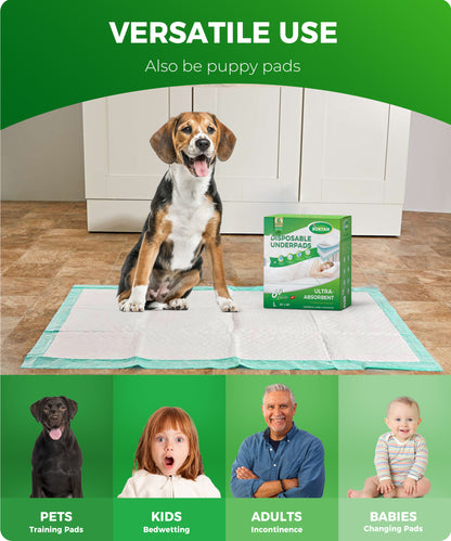 BOKYAN Disposable Underpads, 23 x 36 Disposable Incontinence Bed Pads for Adults, Puppy Pads, 60 Count