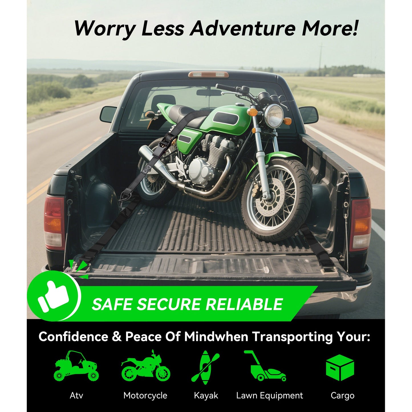 Floray 1" x 15' Heavy Duty Ratchet Straps – Tie Down Straps with S Hooks, 1,800lbs Break Strength – 4 Pack Retractable Cargo Straps for Trucks, Trailers, and Outdoor Gear