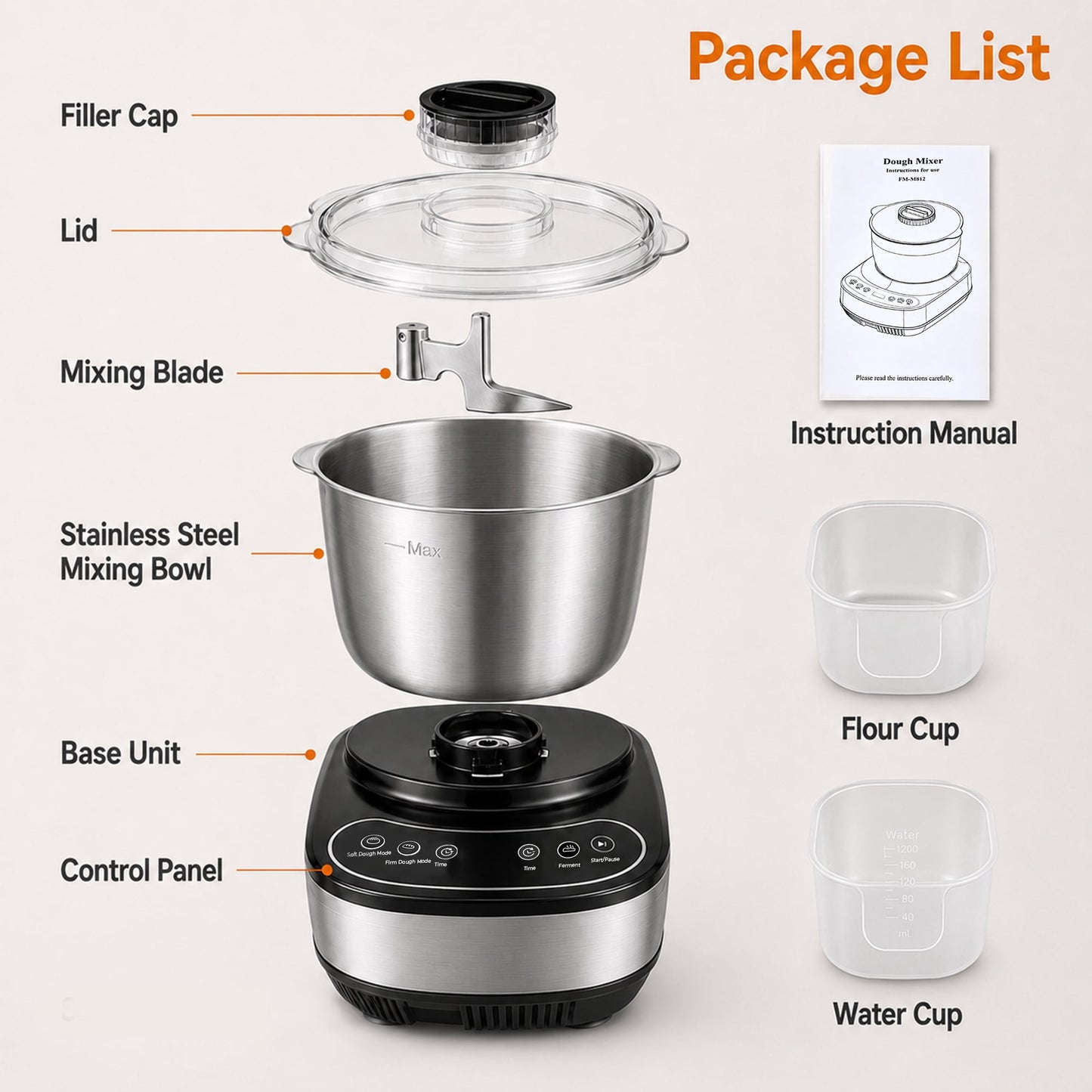 Casualife Automatic Electric Dough Maker, Multi-Functional Dough Mixer with Ferment Mode for Bread and Pizza