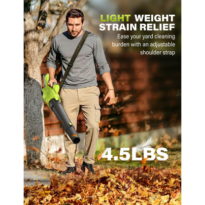 HOTREE Cordless Electric Leaf Blower, 600CFM/170MPH, 3 Speed Mode with 2 X 2.6Ah Battery for Lawn, Patio & Dust Cleaning