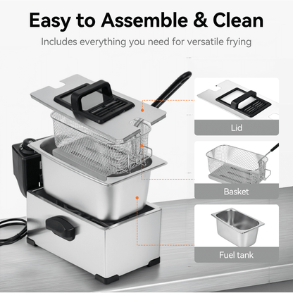 Suodoka Deep Fryer with Baskets, 3.5QT Electric Fryer with Adjustable Temp & Timer, Nonstick Tank for Chicken & Fries