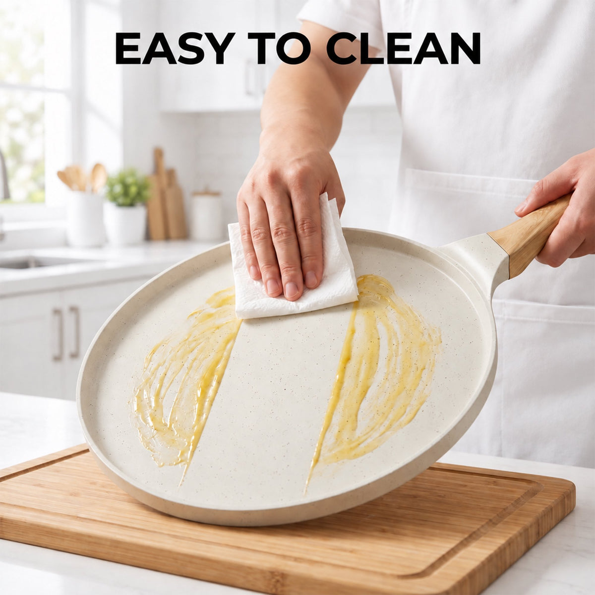LZSDS 10 in Induction Compatible Nonstick Crepe Pan with Spreader, Off-White