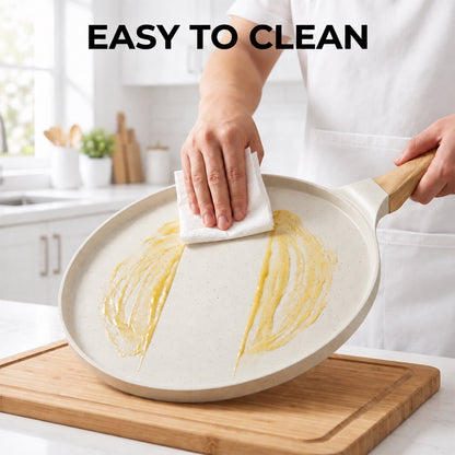 LZSDS 10 in Induction Compatible Nonstick Crepe Pan with Spreader, Off-White