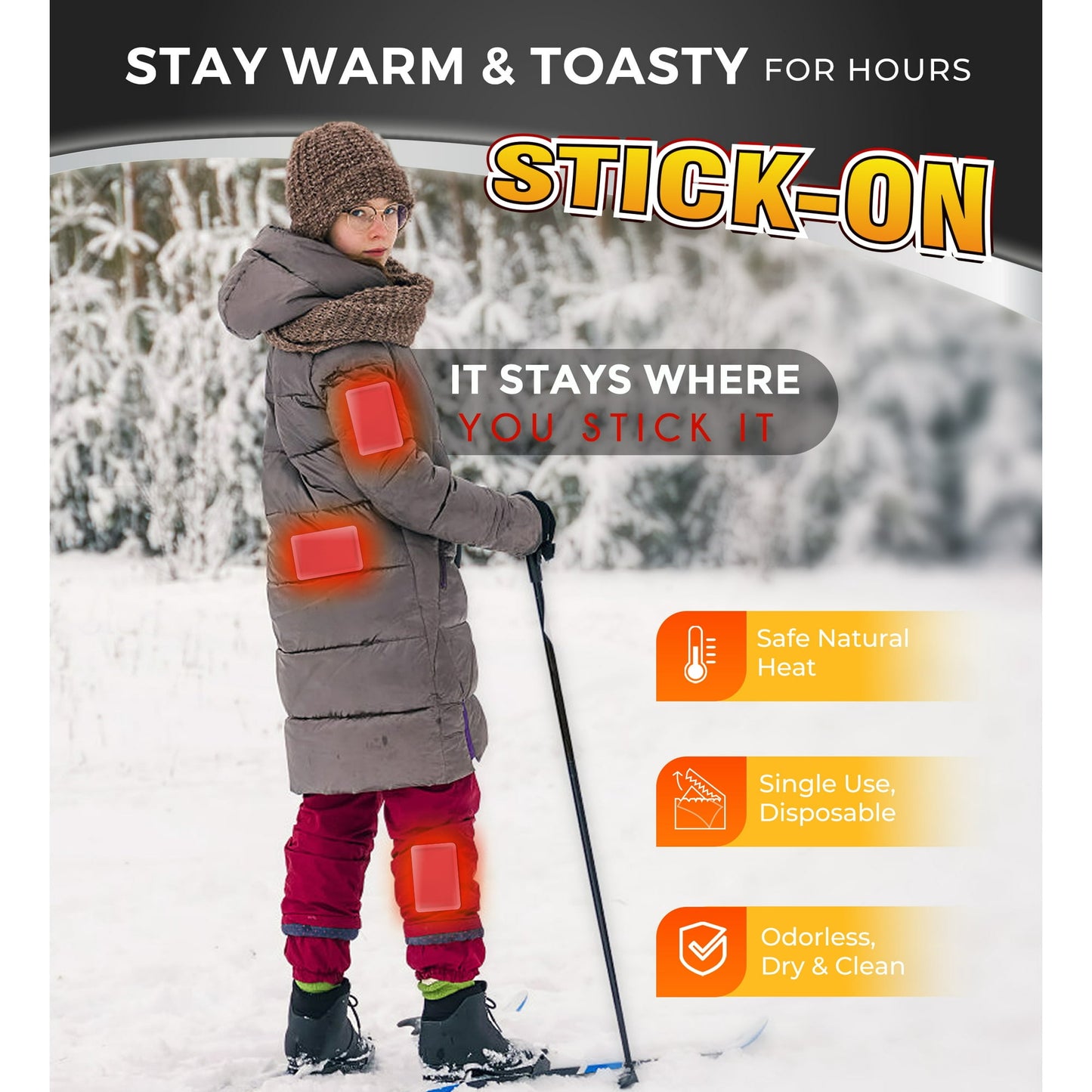 NFTIGB Body Warmer Hand Warmers with Adhesive Backing, Disposable 22Pcs, Long Last Safe Heated 12H