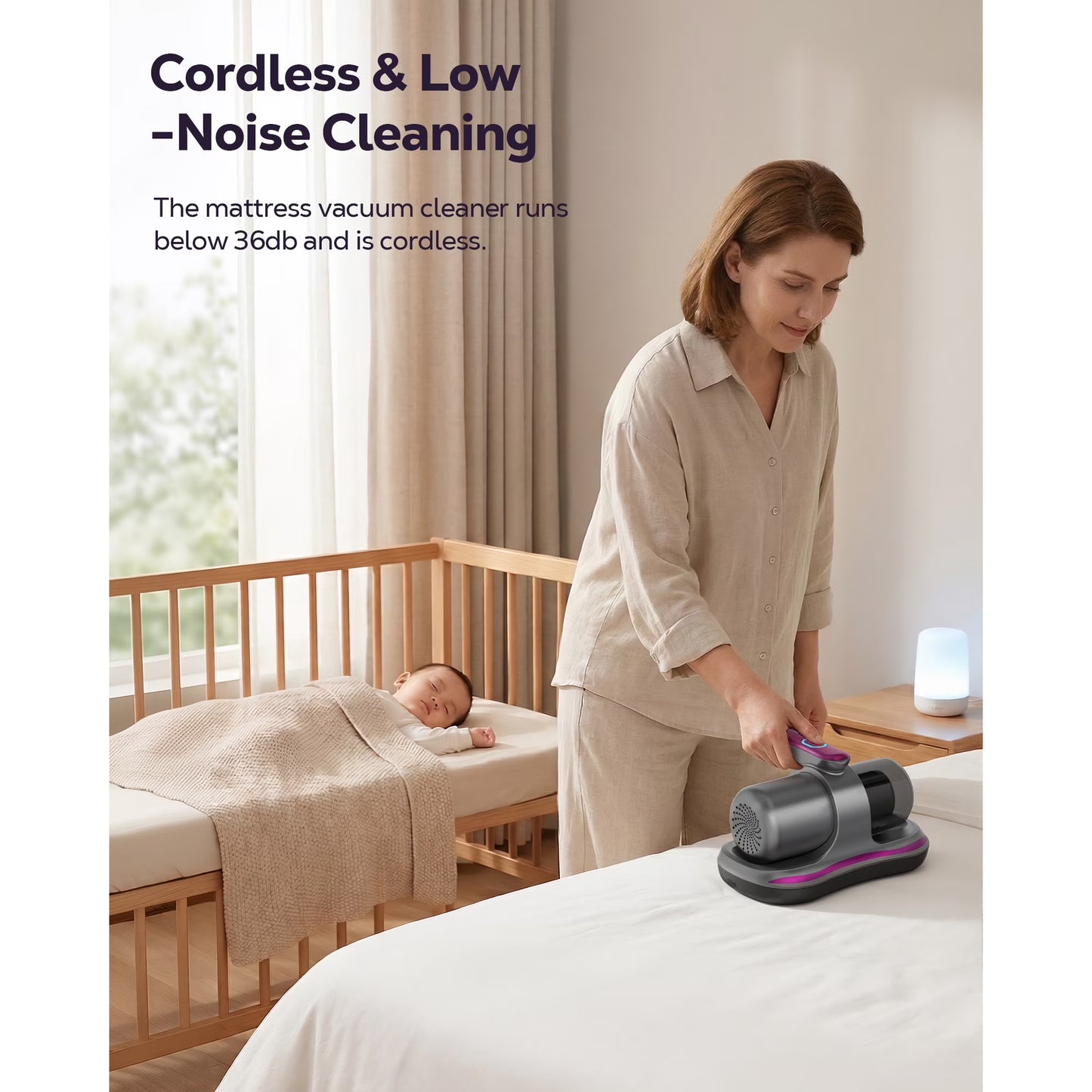FVSA Mattress Vacuum Cleaner with UV Sanitizing & 8000Pa Suction, Cordless Handheld Bed Vac for Dust Mites, Pet Hair on Sofa, Couch, Fabric