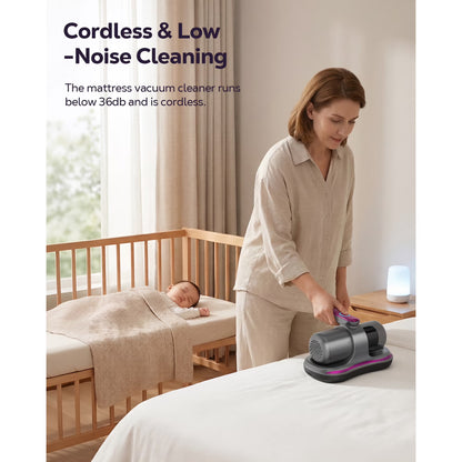 FVSA Mattress Vacuum Cleaner with UV Sanitizing & 8000Pa Suction, Cordless Handheld Bed Vac for Dust Mites, Pet Hair on Sofa, Couch, Fabric