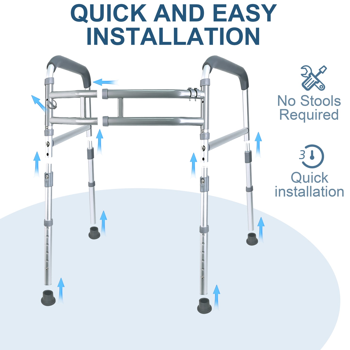 Hodvit Toilet Safety Rails - Adjustable and Removable Folding Toilet Safety Frame, Toilet Handles for The Elderly and The Disabled