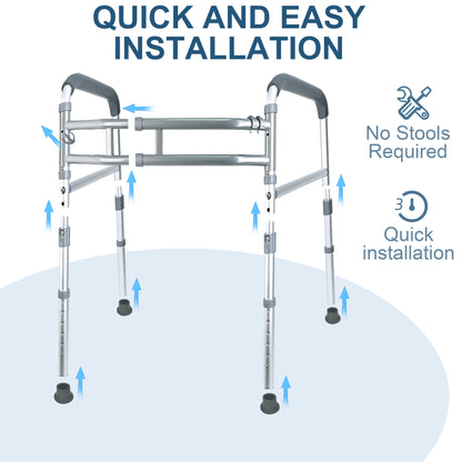 Hodvit Toilet Safety Rails - Adjustable and Removable Folding Toilet Safety Frame, Toilet Handles for The Elderly and The Disabled