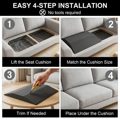 Riousery Sofa Cushion Support, 20" x 20" Sagging Seat Support Insert, 50D High-Density Foam, Black Curved Cushion Saver, 3 Pack
