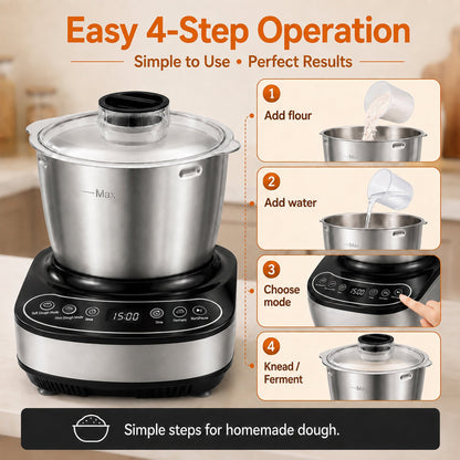 Casualife Automatic Electric Dough Maker, Multi-Functional Dough Mixer with Ferment Mode for Bread and Pizza