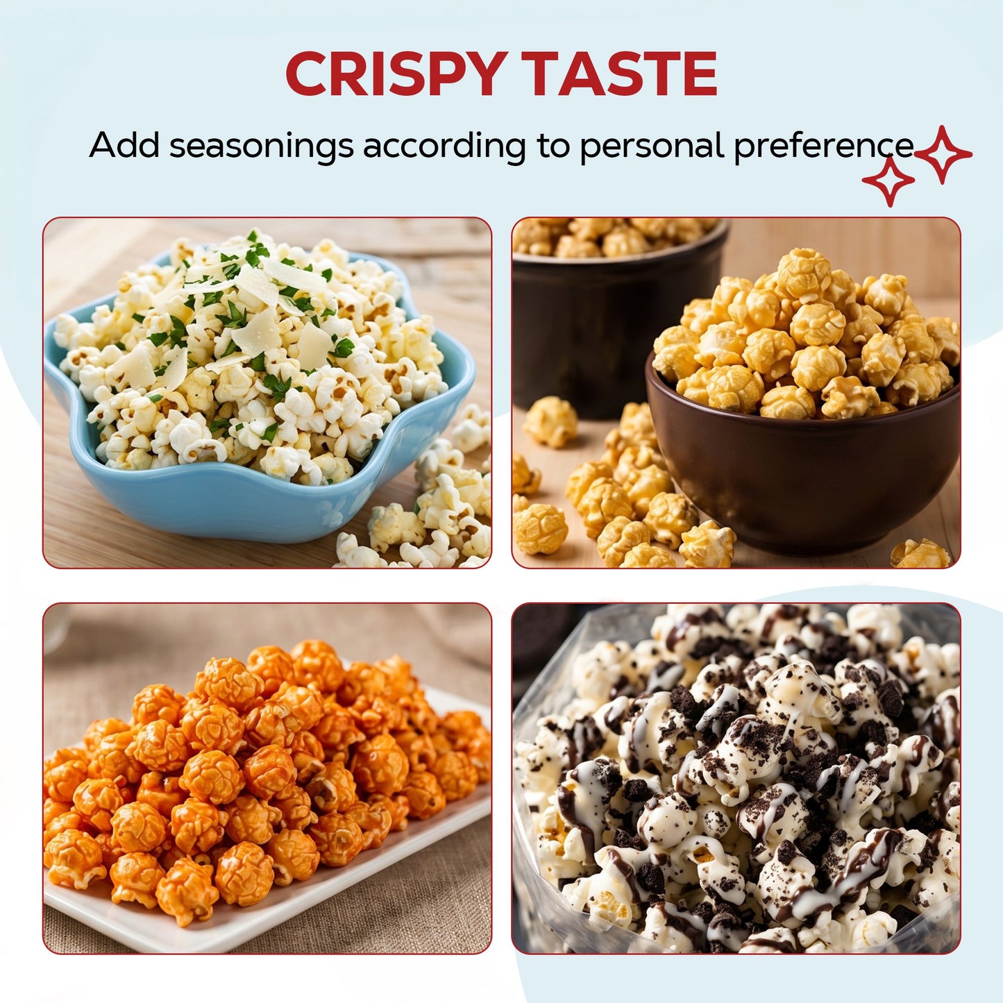 Casualife 1200W Electric Hot Air Popcorn Maker, 8-Cup Capacity Oil-Free Popcorn Popper with One-Key Operation