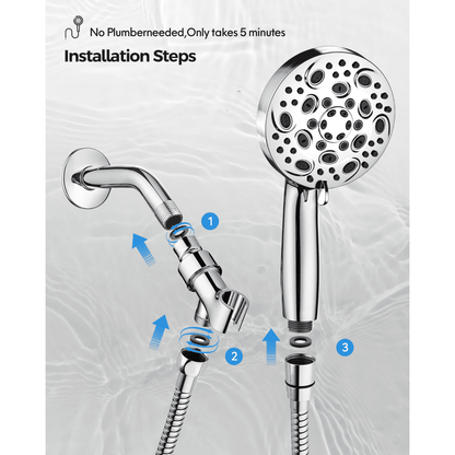 NFTIGB Handheld Showerhead for Bathing 10 Spray Modes Stainless Steel High Pressure Shower Head,Chrome