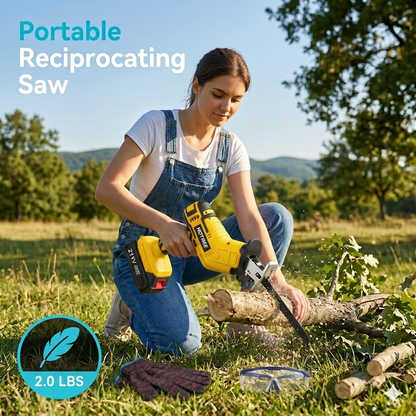 HOTREE Cordless Reciprocating Saw, Variable Speed, 2 x 2.0Ah Batteries, Blades Kit for Wood, Metal, PVC Cutting, Yellow