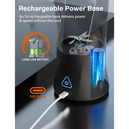 Suodoka Fit Compact Personal Blender, 24 Oz Portable Blender for Smoothies, Shakes, Cordless Powerful Blending, with Leakproof-Lid