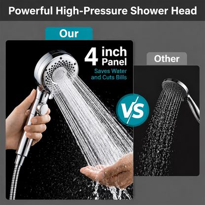 LZSDS 6-Setting High Pressure Handheld Shower Head with Pause Button, Chrome