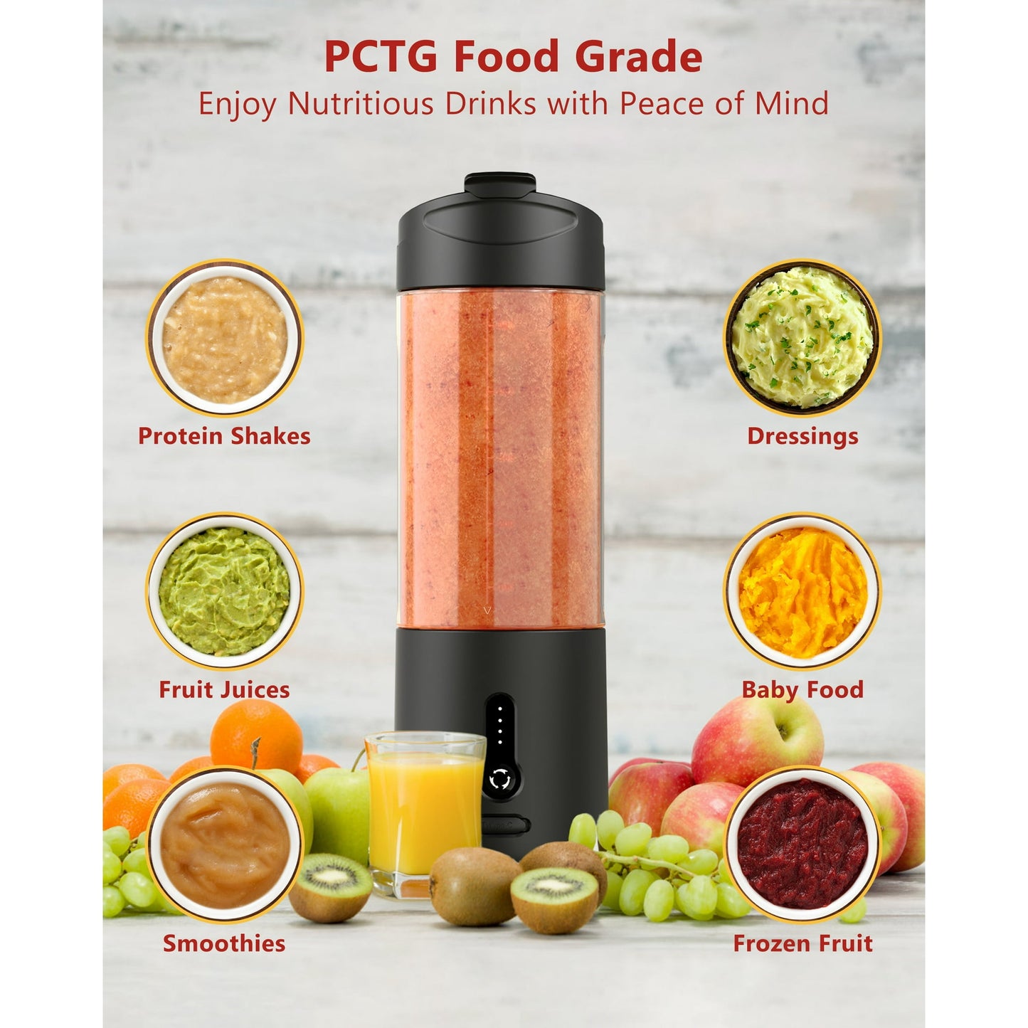 Suodoka 18 oz Portable Personal Blender for Smoothies Shakes, Fruit Mixer with Travel Lid for Gym