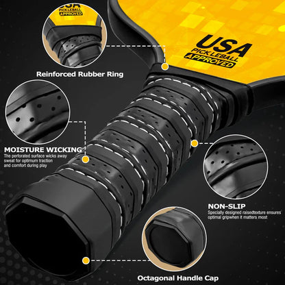 NFTIGB Pickleball Paddles Set, 2 Pickle Ball Rackets with 4 Balls, Lightweight, USAPA Approved
