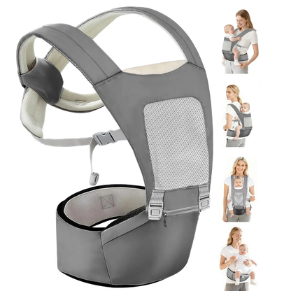 RUPOUN Baby Carrier with Hip Seat, Convertible 4-Position, Lightweight Cool Mesh, Unisex, Gray