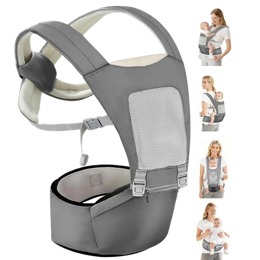 RUPOUN Baby Carrier with Hip Seat, Convertible 4-Position, Lightweight Cool Mesh, Unisex, Gray