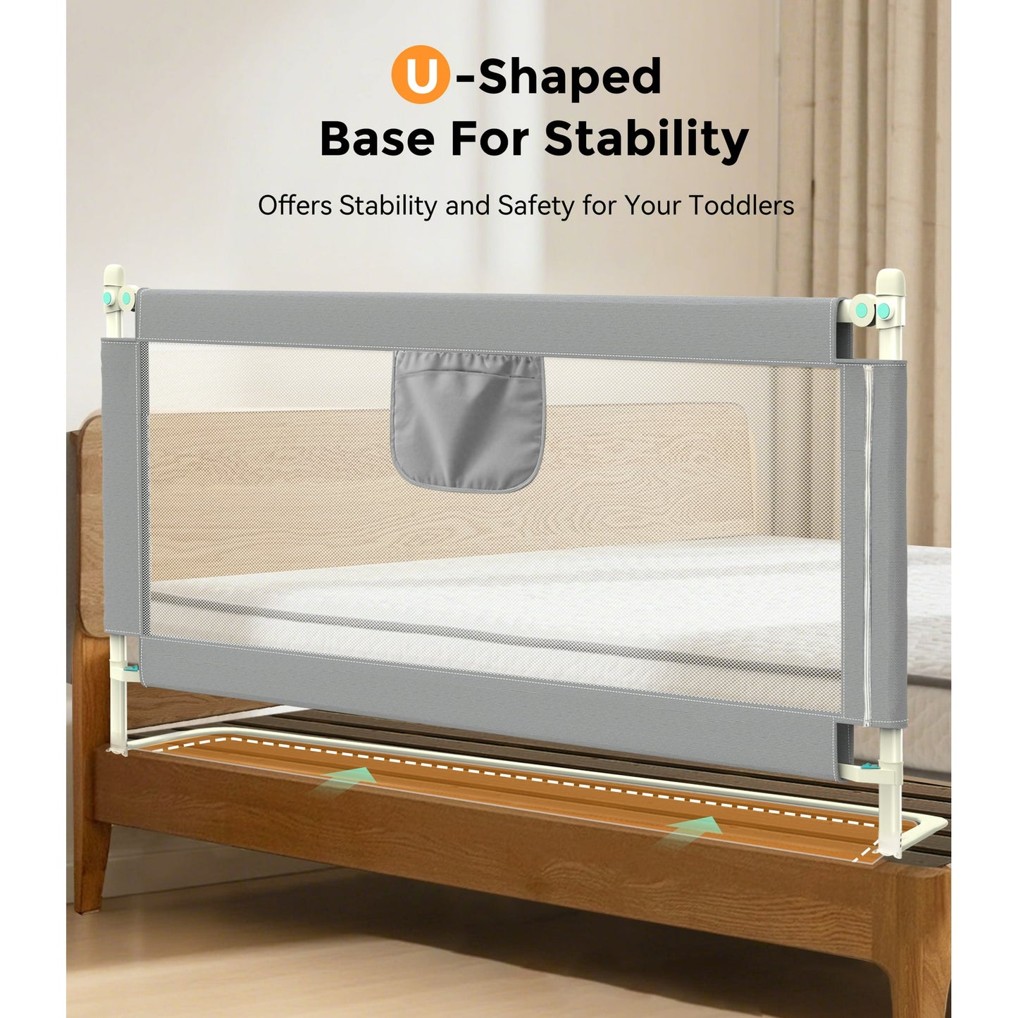 Granlass Baby Bed Rail for Toddlers, Swing Down Kids Bed Guard, Safe and Adjustable, Full Beds
