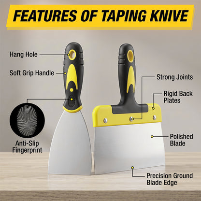 OHHANI 4-Piece Stainless Steel Putty Knife Set, 2 4 6 8 Inch Paint Scraper and Spackle Tool for Drywall Patching